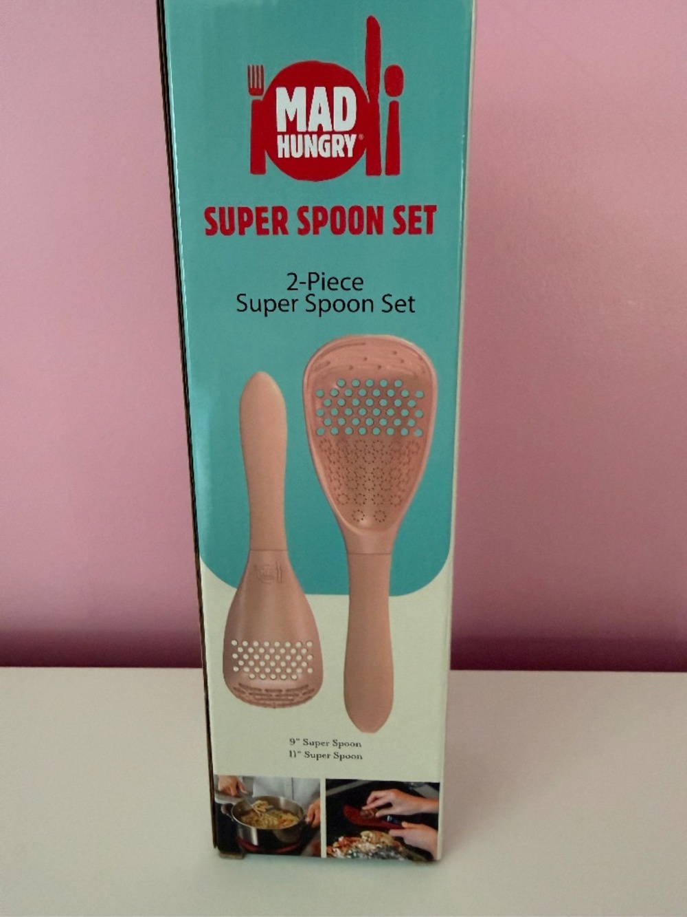 Mad Hungry Super Spoon Set 2-Piece Pink Multi-Use Kitchen Tools NIB